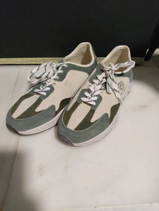 Zapatillas A la Vaquera Talla 42 Beige/Verde