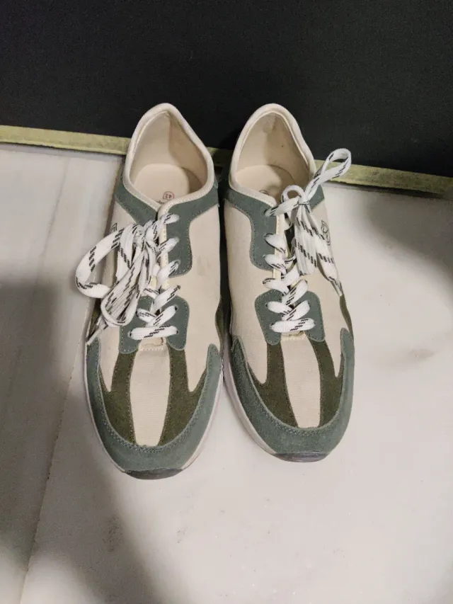 Zapatillas A la Vaquera Talla 42 Beige/Verde