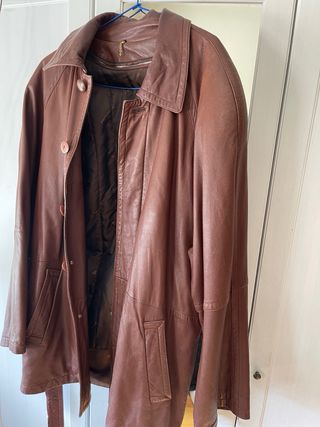 Cazadora de cuero marrón hombre