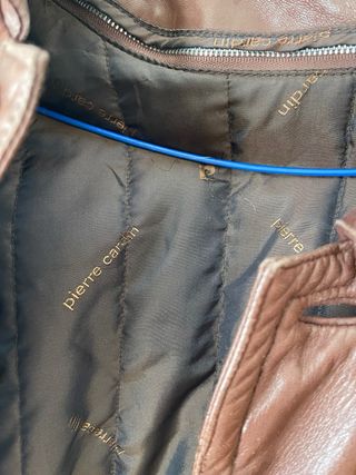 Cazadora de cuero marrón hombre