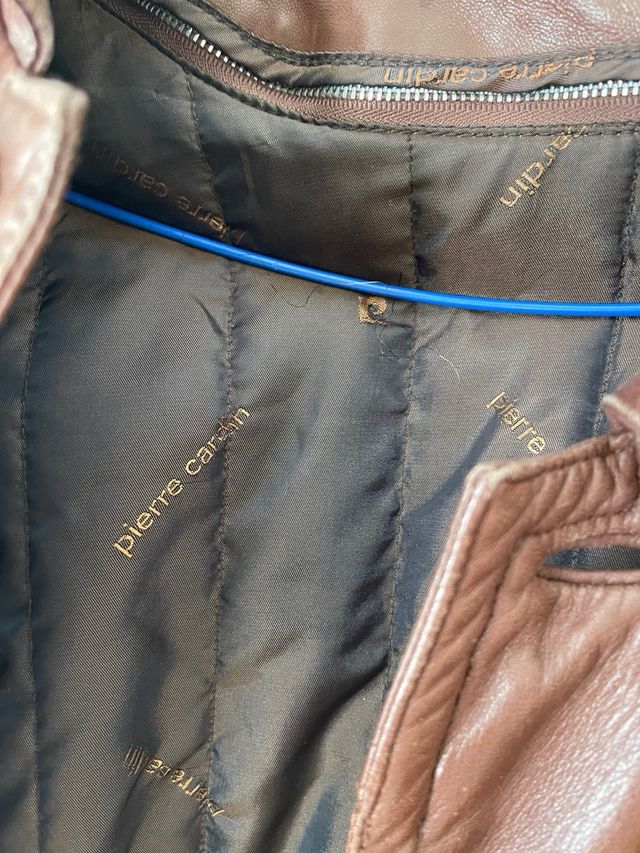 Cazadora de cuero marrón hombre