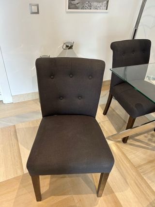 Juego de 6 Sillas Comedor Tapizadas Gris Oscuro