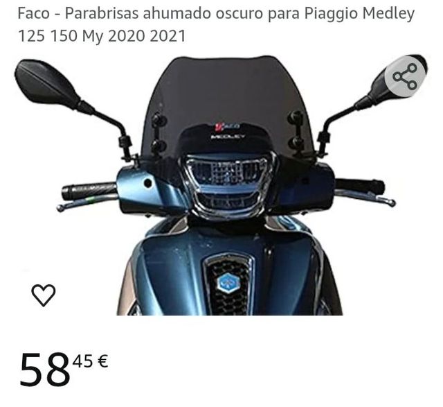 Faco - Parabrisas ahumado oscuro para Piaggio