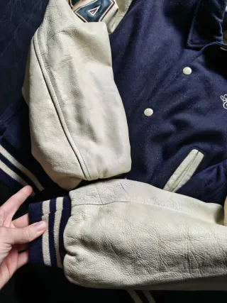 Chaqueta bomber universitaria Redskins cuero 90s