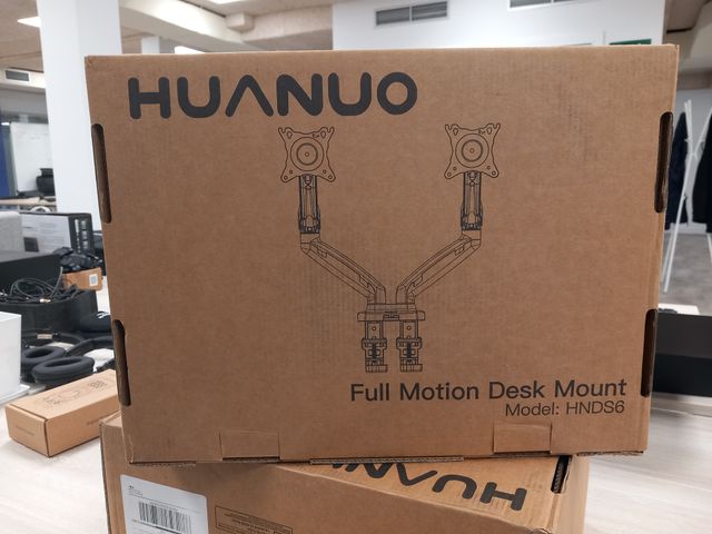 Brazo Doble Monitor HUANUO HNDS6 Negro