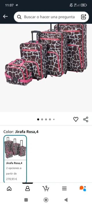Conjunto 3 maletas NUEVAS estampado jirafa fucsia