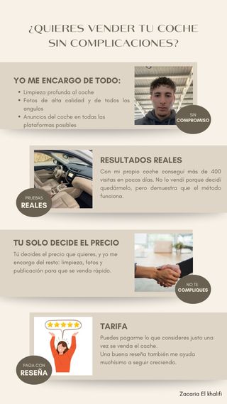 Te ayudo a vender tu coche con fotos y atención