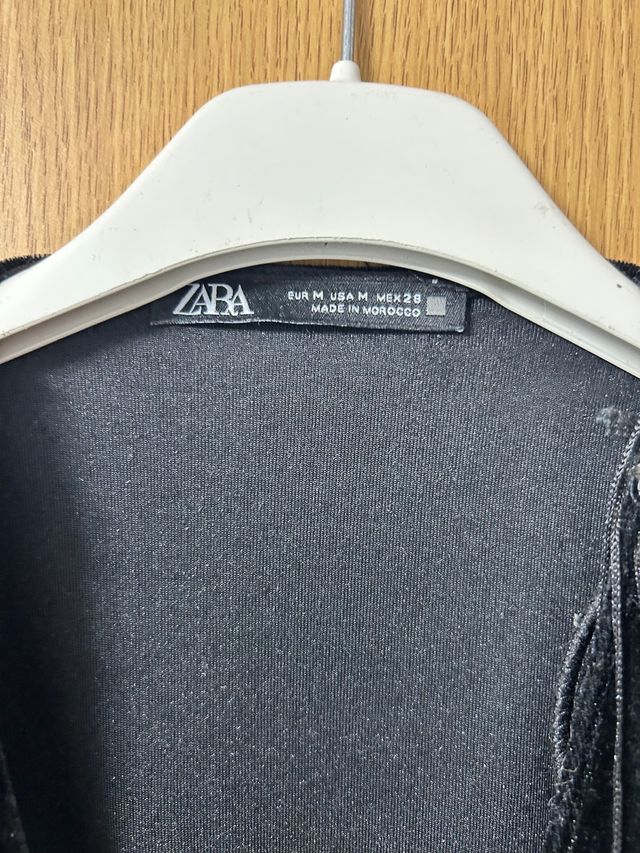 Vestido Zara Terciopelo Negro Talla M Flecos