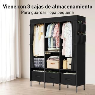 Armario Tela Negro con 3 cajones.