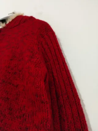 Cardigan con cappuccio in lana e cotone