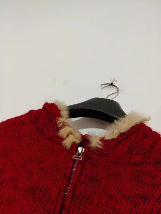 Cardigan con cappuccio in lana e cotone