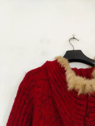 Cardigan con cappuccio in lana e cotone