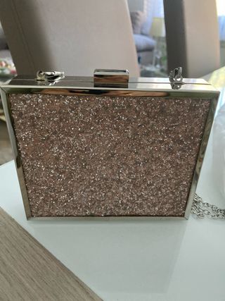 Bolso de fiesta glitter dorado y  rosado