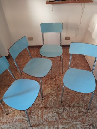 Set 4 sedie formica azzurra vintage anni 70/80