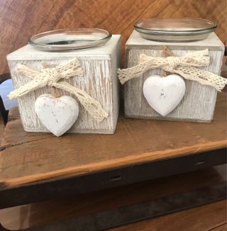 Coppia portalumini decorativi anticati con cuore