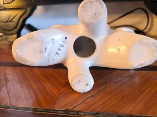 Antiguo Candelabro Cerámica Portuguesa Blanco