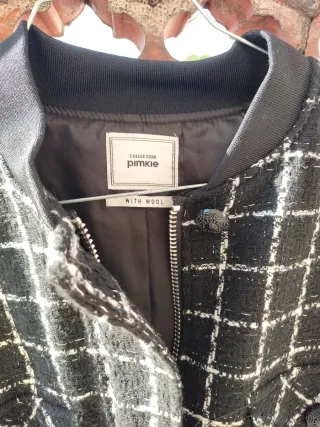 Giacca PIECES donna fantasia scozzese nera M