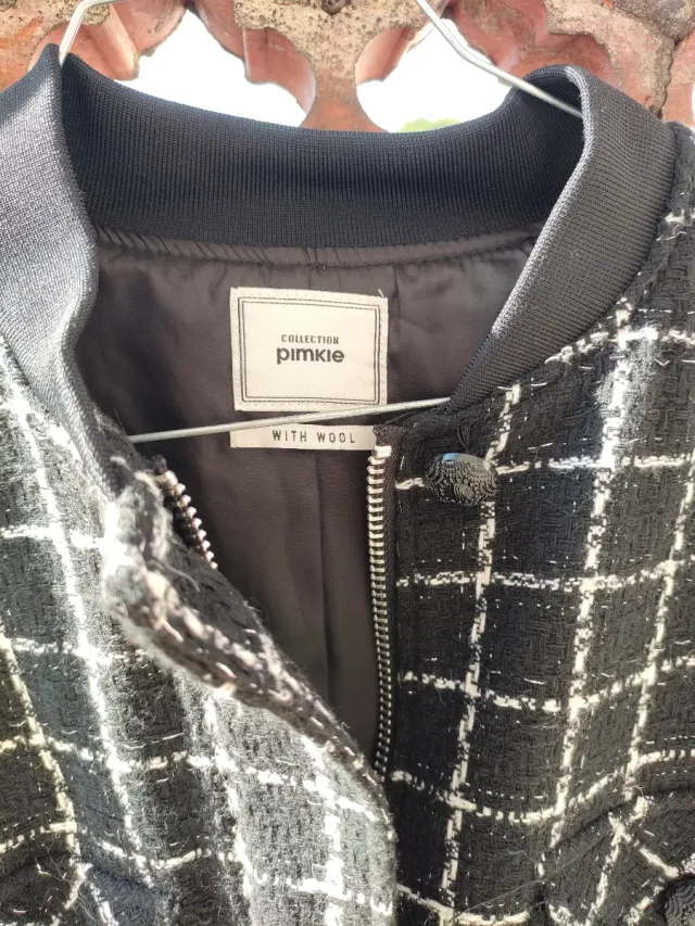 Giacca PIECES donna fantasia scozzese nera M