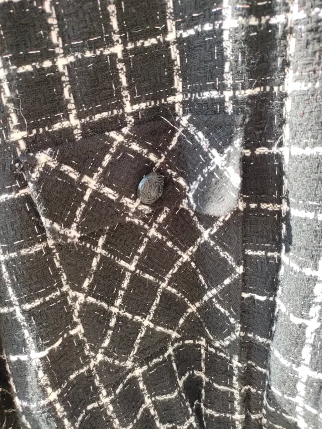 Giacca PIECES donna fantasia scozzese nera M