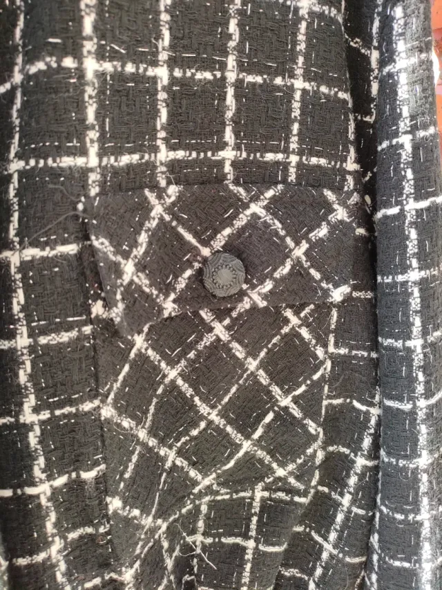 Giacca PIECES donna fantasia scozzese nera M