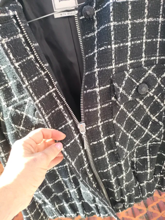 Giacca PIECES donna fantasia scozzese nera M