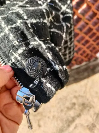 Giacca PIECES donna fantasia scozzese nera M