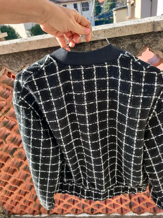 Giacca PIECES donna fantasia scozzese nera M