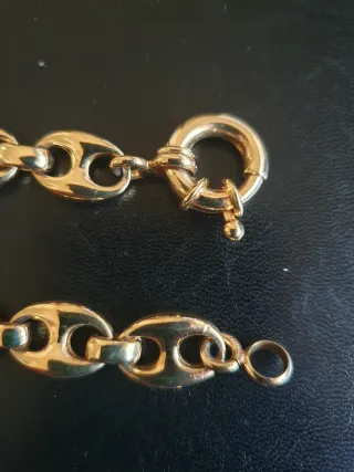 Conjunto de cadena y pulsera eslabones café