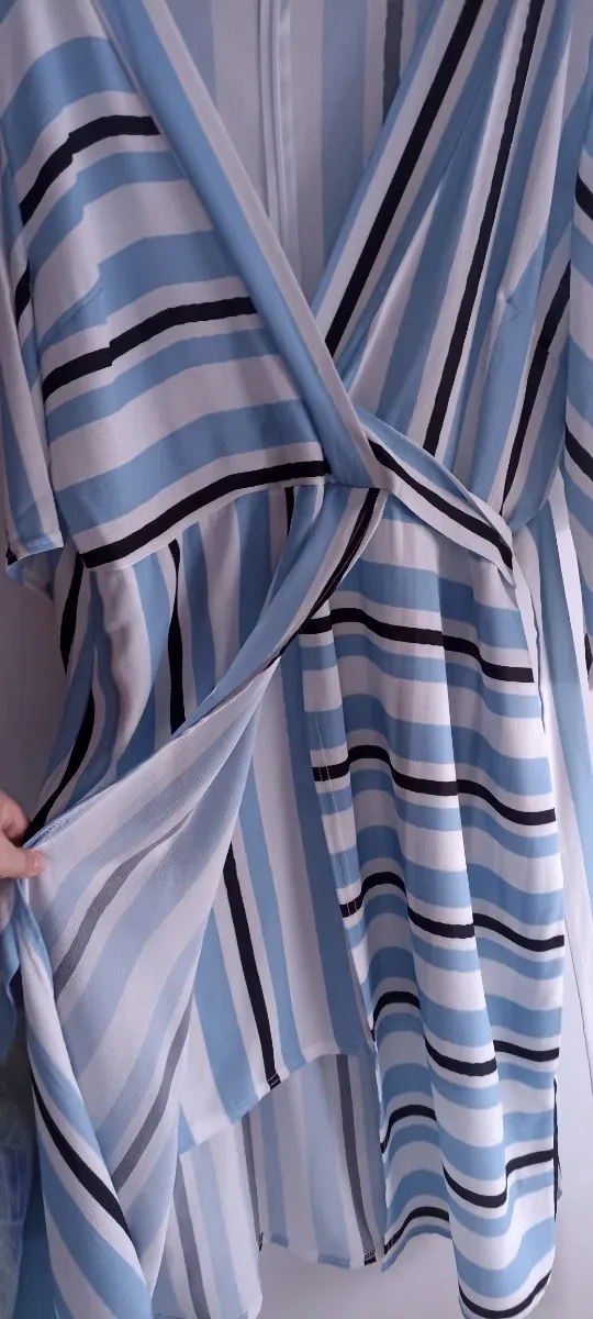 Vestido Boohoo Rayas Azul Blanco Negro Talla 48