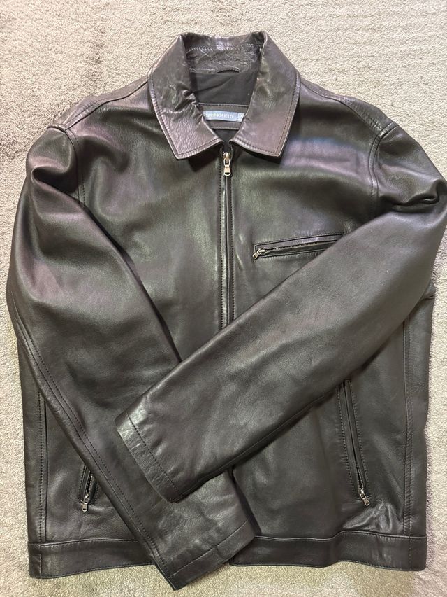 Chaqueta Cuero 100% Springfield Negra Talla S-M
