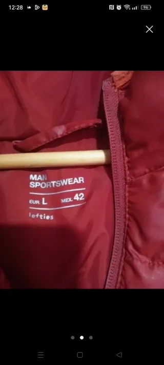 Plumas Lefties Talla L Naranja y Rojo