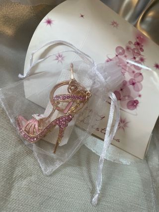Llavero zapato tacón rosa y dorado Navidad Cumple