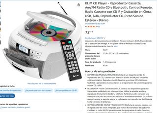 Reproductor CD Cassette KLIM Blanco