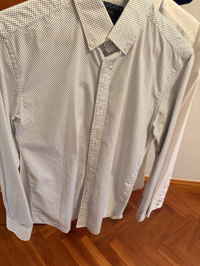Camisa Cortefiel lunares azul Talla S