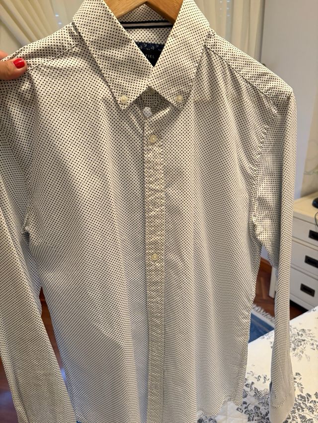 Camisa Cortefiel lunares azul Talla S