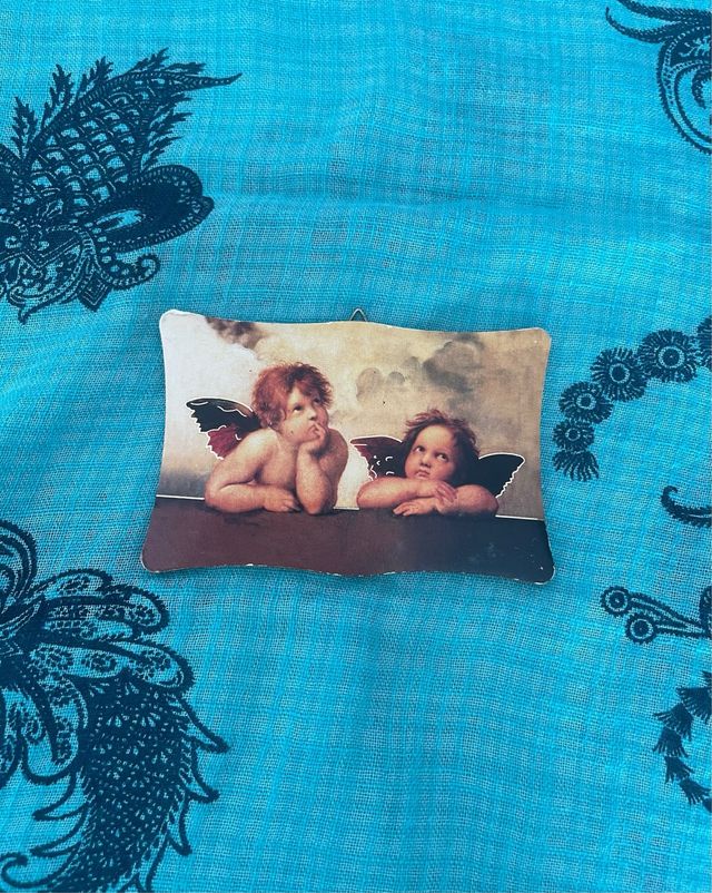 Quadretto angioletti Raffaello vintage legno