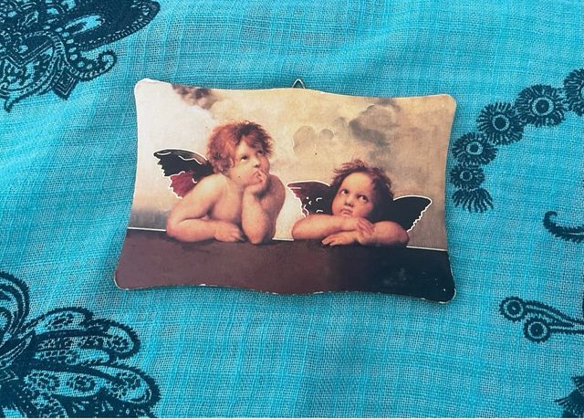 Quadretto angioletti Raffaello vintage legno