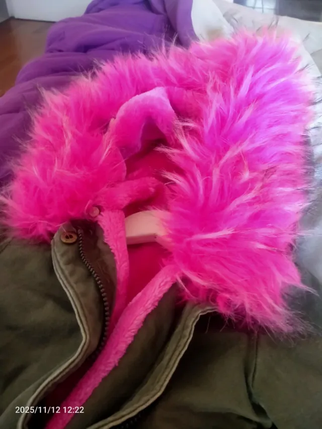 Chaqueta niña capucha rosa talla 3-4 años