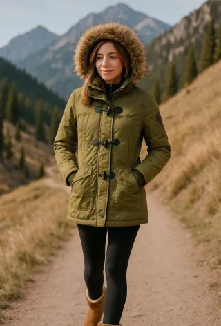 Chaqueta Zara verde con capucha y pelo