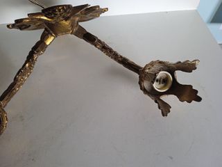 Aplique antiguo 2 brazos metal dorado