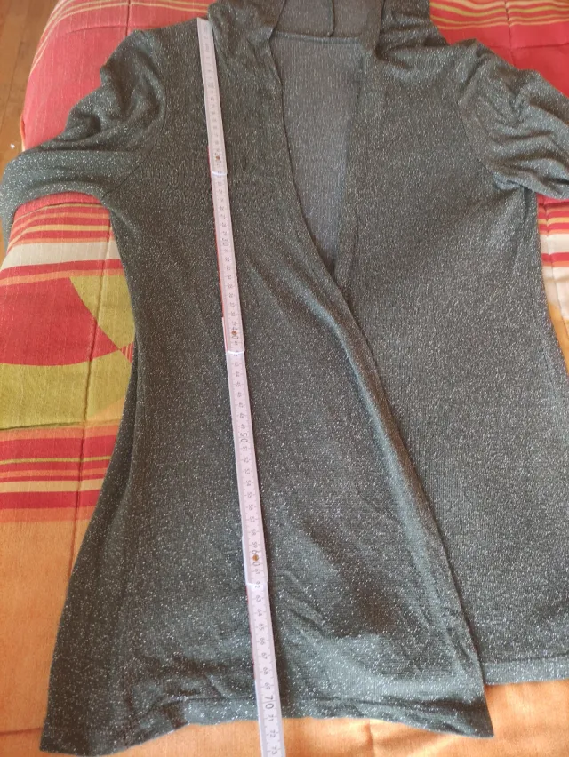 Chaqueta gris con chispas plateada con capucha