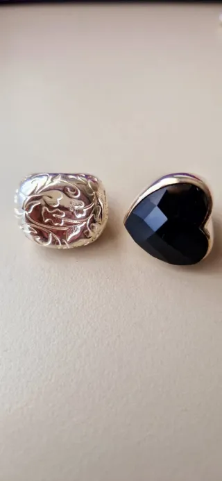 Anillos Tous Corazón Negro y Plateado