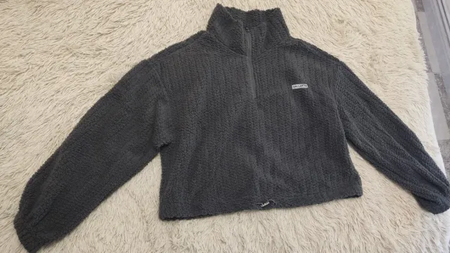 Sudadera gris suave con cremallera talla M