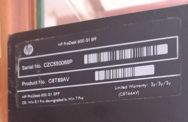 Ordenador HP ProDesk Negro de sobremesa