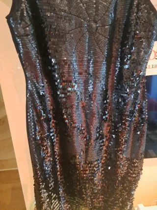 Vestido de fiesta lentejuelas negro talla SG