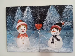 Imán Muñeco Nieve Enamorado Navidad