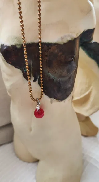 Gargantilla cristal italiano dorado y rojo