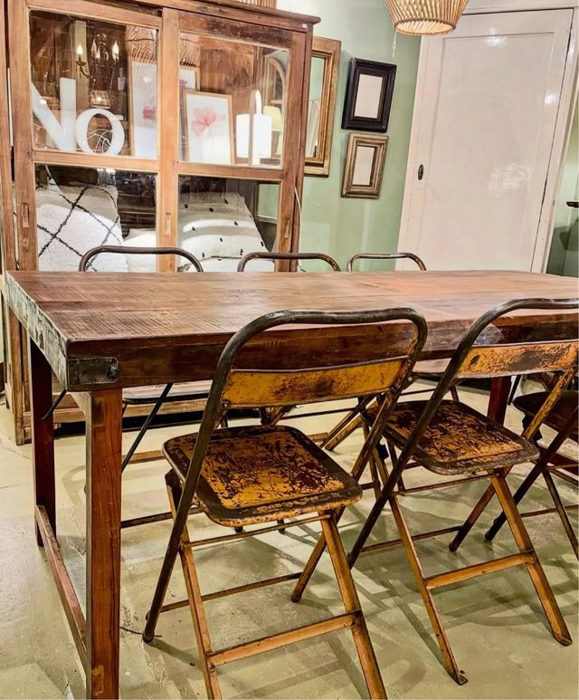 Mesa plegable madera teca y metal