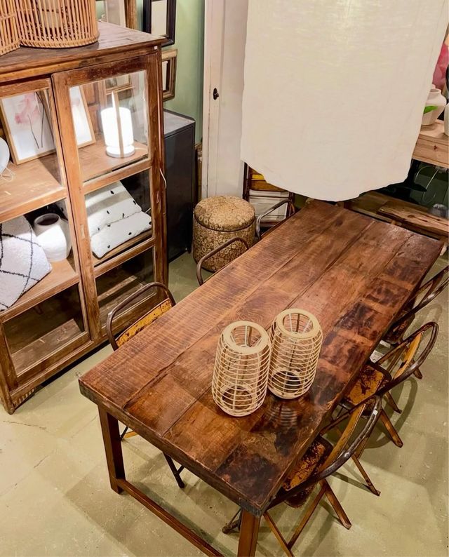 Mesa plegable madera teca y metal