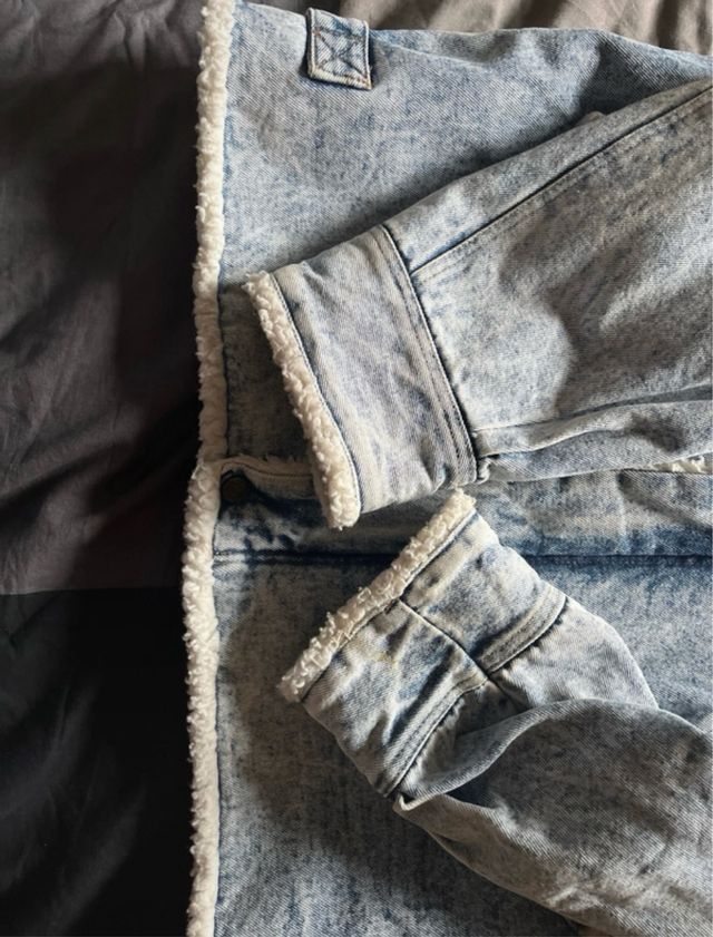Giacca denim foderata effetto stone washed